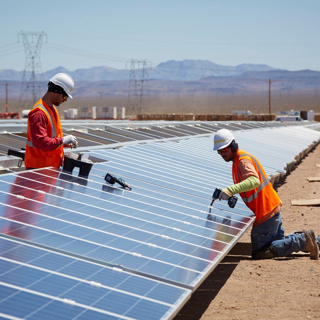 CEI workers at a solar farm
