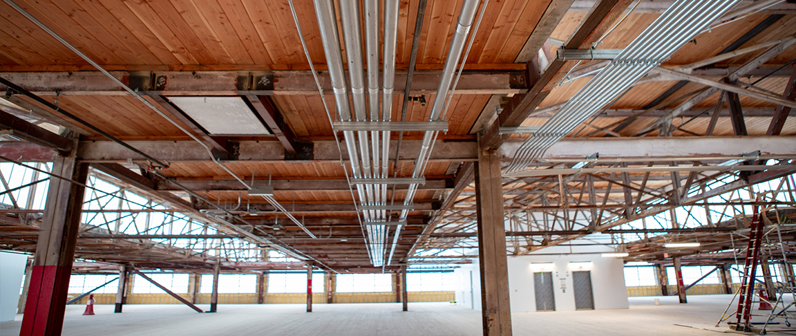 Pier 70 Building 12 interior electrical conduit run