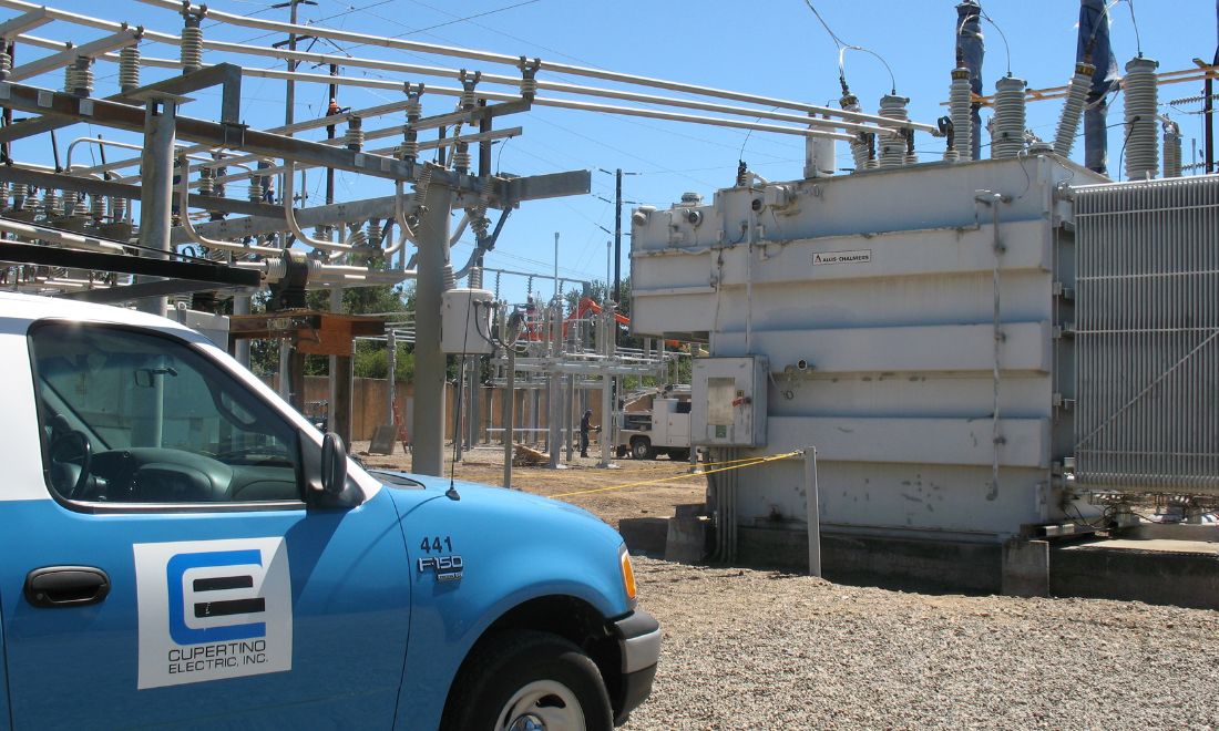 CEI truck next to substation